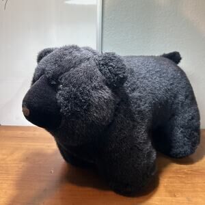 Vintage Black Bear Foot Stool Foot Rest Plush 18” x 10” Rustic Cabin Cottage